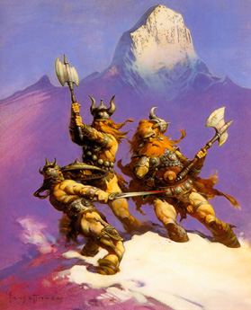 Painting of Norsemen Fighting by Frazetta