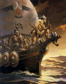 Painting of a Viking Ship by Frazetta